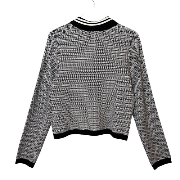 Anthropologie Maeve Plunging Geo Print Polo Women’s Preppy Cardigan Sweater Sz M - Picture 8 of 11